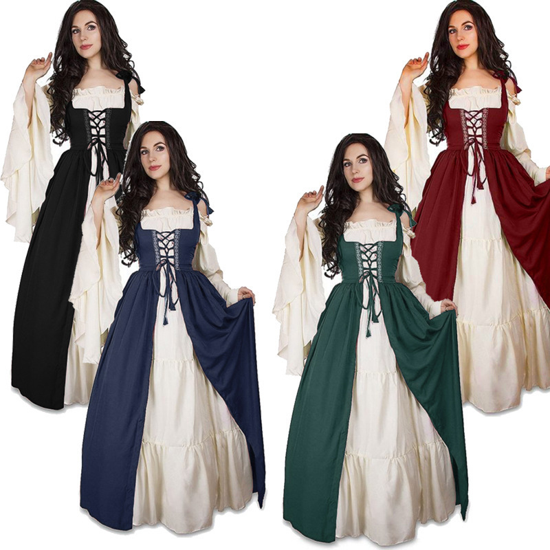 Ethnic Fashion Dress - Renaissance Medieval Dress Belted Waist Stage
