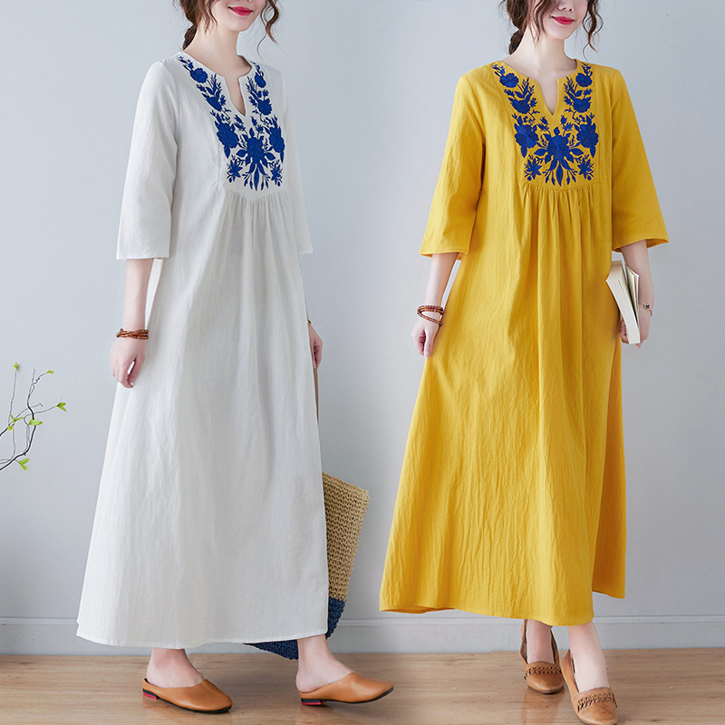 New Ethnic Style Loose Deep V- - огляд і ціна Ethnic Fashion Dress