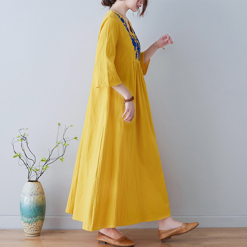 New Ethnic Style Loose Deep V- - огляд і ціна Ethnic Fashion Dress