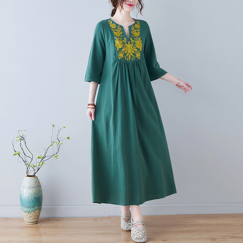 New Ethnic Style Loose Deep V- - огляд і ціна Ethnic Fashion Dress