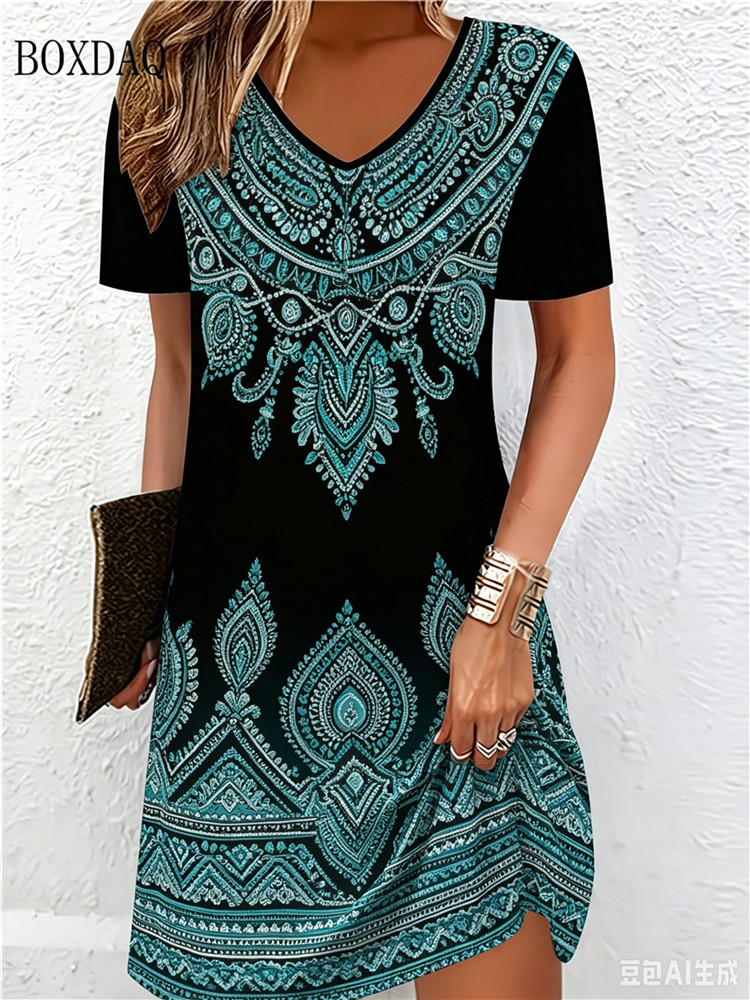 Vintage Ethnic 3D Printed Dres - огляд і ціна Ethnic Fashion Dress